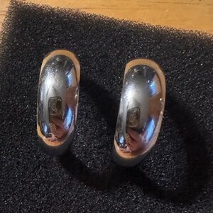 Silver Tone Open Hoop Earrings